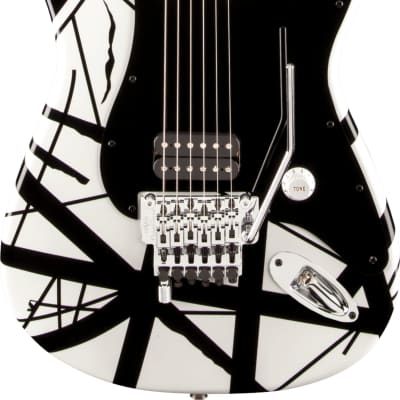 EVH Striped Series Electric Guitar, White with Black Stripes image 2