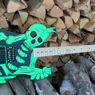 Big D's Custom Shop Neon Green Skull And Bones George Lynch 