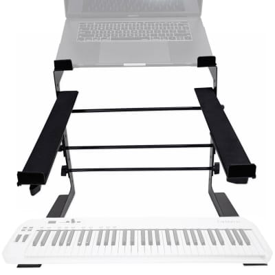 Rockville Dual Shelf Laptop+Controller Stand for Samson Carbon 61 Keyboard