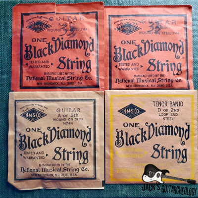 National Music String Co. Black Diamond Strings Box with 4 Strings (1930s-1970s) image 1