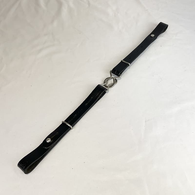 Black Leather Interlocking Back Strap - Adjustable 11.5