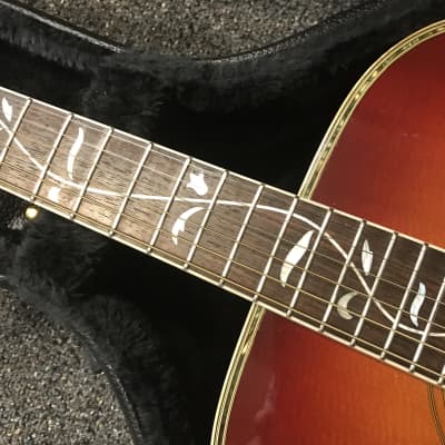 Morris LF-5 Tree of Life acoustic guitar in sunburst made in Japan 1980s in excellent condition with hard case . image 13