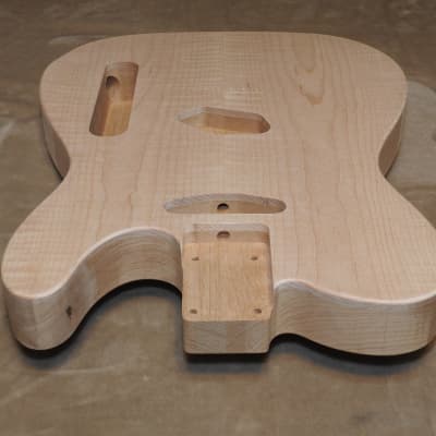 Unfinished Telecaster Body Book Matched Figured Flame Maple Top 2 Piece Alder Back Chambered, Standard Tele Pickup Routes 3lbs 14.5oz! image 7