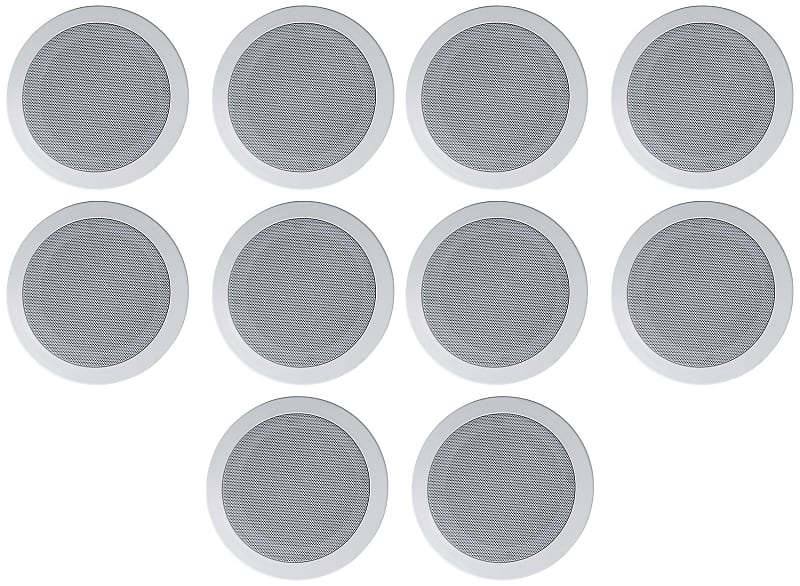 (10) Rockville HC55-16 White 5.25&quot; 300w In-Ceiling Home Theater Speakers 16 Ohm  			