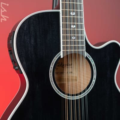 Takamine Thinline TSP158C-12 12-String Acoustic-Electric Guitar See-Through Black image 3