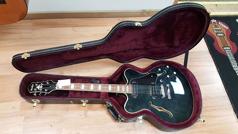 Prestige Custom Shop Musician Pro DC semi hollow electric guitar, Trans Black finish image 1