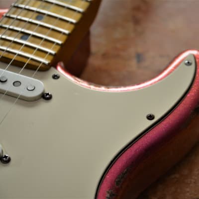 American Fender Stratocaster Relic Custom Pink Magenta Sparkle Colorshift! image 10