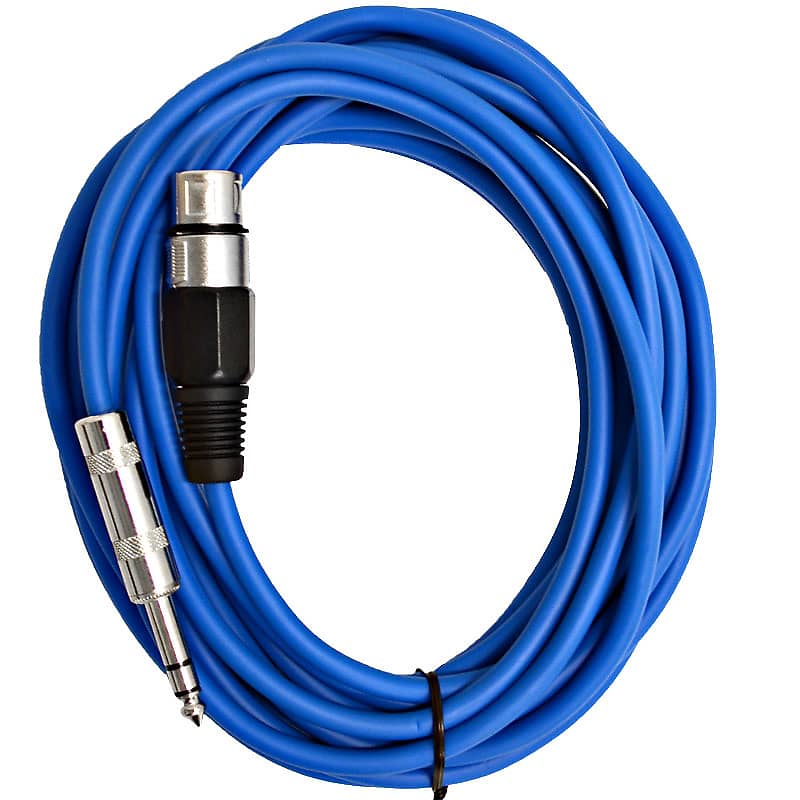 SEISMIC AUDIO - 25 Ft Blue XLR Female to 1/4" TRS Patch Cable Snake Cords - NEW image 1