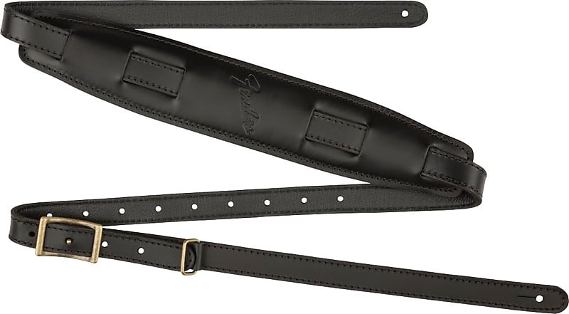 Genuine Fender Vintage Leather Saddle Guitar Strap, Black 099-0689-006 image 1