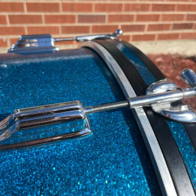 1960s Rogers Holiday Drum Set Blue Sparkle 20/12/14 image 13