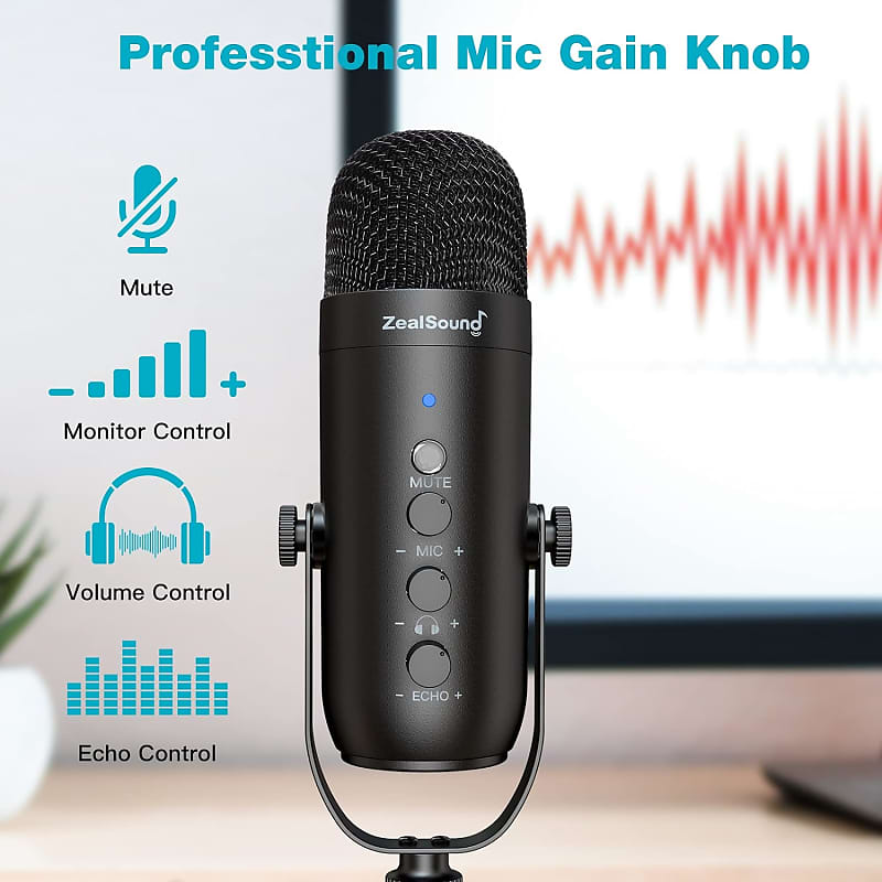 Gaming Microphone Kit,Podcast Condenser Usb Mic With Boom Arm,Supercardioid  Microphone With Mute Button,Echo Volume Gain Knob,Adjust Monitor For Phone  Pc Computer Tablet Streaming Recording