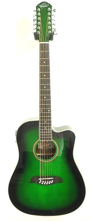 Oscar Schmidt Transparent Green 12 String Acoustic Electric Guitar