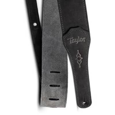 Taylor 2.5 Black Leather Guitar Strap - Black, Suede Back