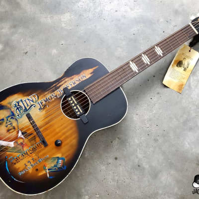 Harmony Stella "Blind Lemon Jefferson" Parlor Guitar w/ Goldfoil Pickup (1960s Art by Michael Bond) image 3