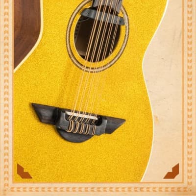H Jimenez Bajo Quinto LBQ1EGT Gold Sparkle Acoustic Electric Guitar with Gig Bag image 6