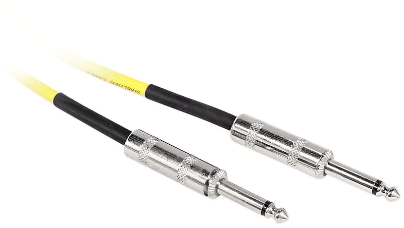 Rockville RCGT3Y 3&#039; 1/4&#039;&#039; TS to 1/4&#039;&#039; TS Guitar/Unbalanced Signal Cable-Yellow  			