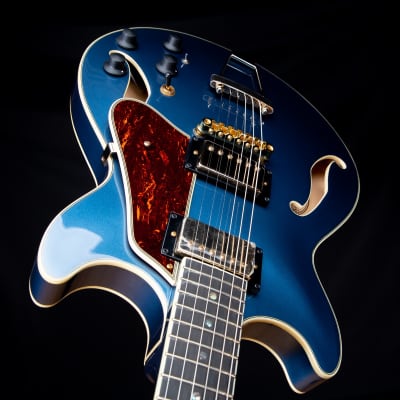 Ibanez AMH90 AM  Expressionist Semi-Hollow Electric Guitar - Prussian Blue Metallic SN 22020977 image 6