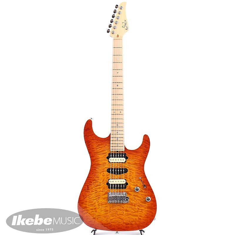 ギター Suhr Standard Quilt Maple Honey Burst Suhr Standard Plus Guitar, Trans Honey Amber Burst, Roasted
