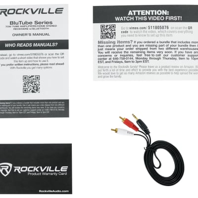 Rockville BluTube Amplifier Home Receiver+5.25" White Bookshelf Speakers+8" Sub image 15