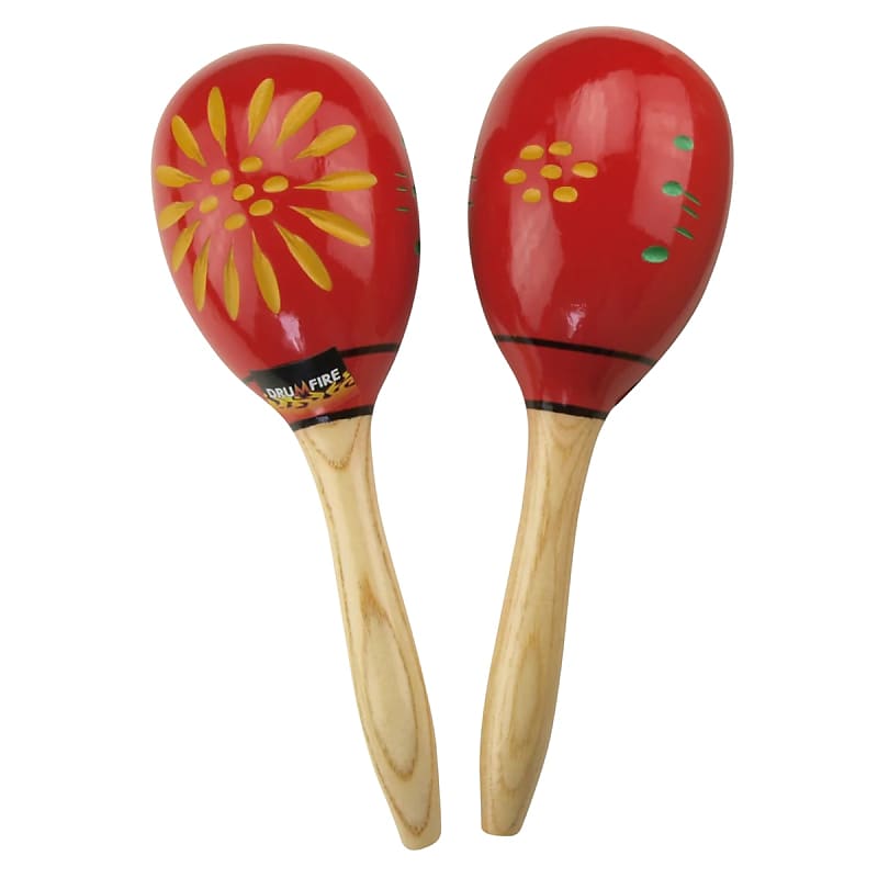 Drumfire Wooden Maracas Flower Pattern Reverb