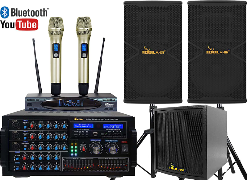 IDOLmain Premium 6000W Karaoke System W/Optical Input, Dual | Reverb