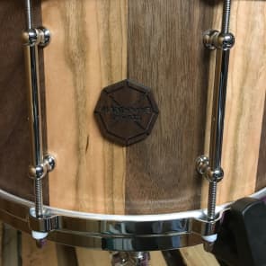 Hardcore Drums 14 x 7.5 Inch Black Walnut and Curly Cherry Stave Snare Drum image 3