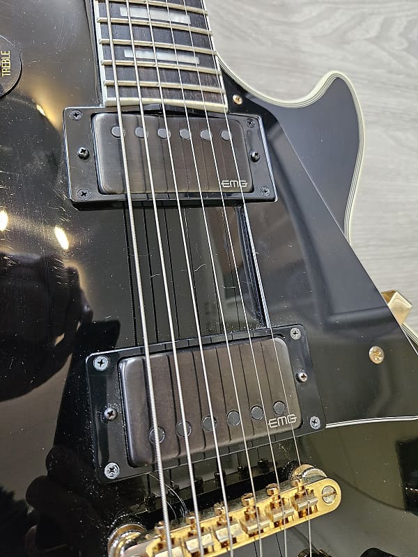 Epiphone Les Paul Custom 2021 - Ebony (with EMG JH set) | Reverb