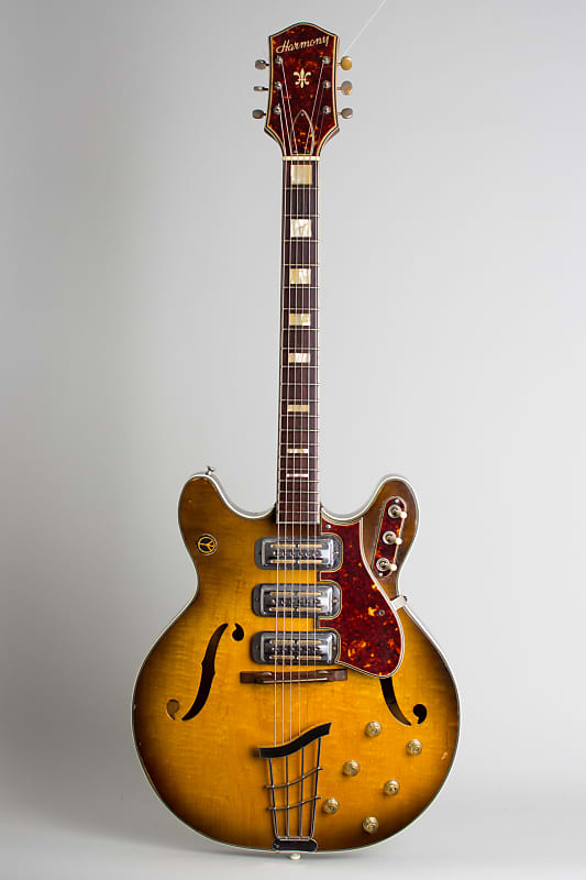 Harmony  H-75 Thinline Hollow Body Electric Guitar (1960), ser. #467H75, original two-tone hard shell case. image 1