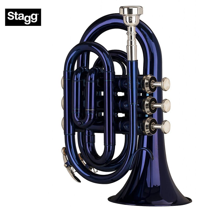 Stagg WS-TR246S ML-Bore, Brass Body Bb Pocket Trumpet w/Soft Case & Mouthpiece 7C Silver Plated image 1