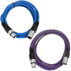 Seismic Audio SAXLX-10-BLUEPURPLE XLR Male to XLR Female Patch Cables - 10' (2-Pack)