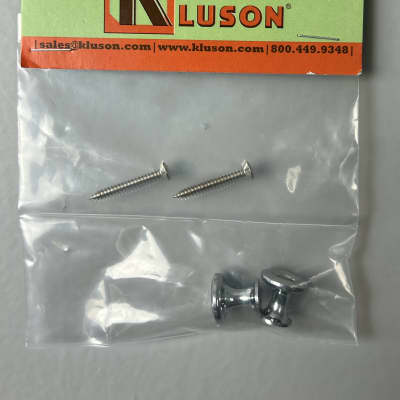 Kluson KCSBC - California Custom Jumbo Strap Buttons with Screws (Set of 2) 2010s - Chrome image 1