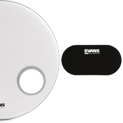 Evans EQ3 Coated Bass Resonant Head - 24 inch  Bundle with Evans PB2 Double Bass Drum Patch (pair) - Black Nylon image 1