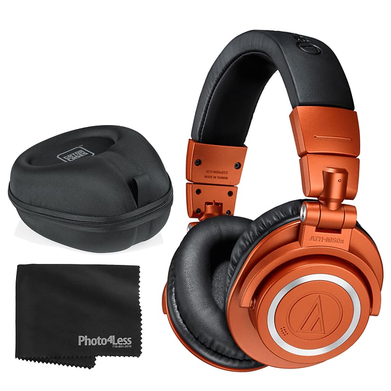 Audio Technica ATH-M50XBT2MO Wireless Over-Ear Headphones (Metallic Orange)  + Case + Cloth