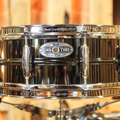 Pearl Custom Alloy SensiTone Elite 6.5x14 Brass Snare Drum (Black