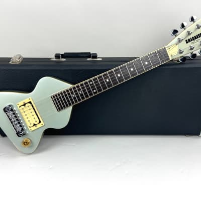 Erlewine Chiquita Travel Guitar, "Inca, Luna or Frost?" 1990 - Silver/Blue image 2