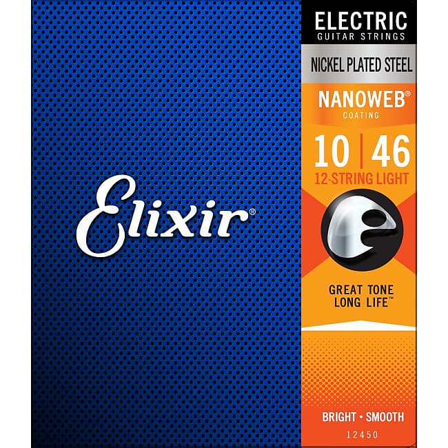 Elixir 12450 Electric 12-String Guitar Strings Nanoweb Light 10-46 E-NW-12L image 1
