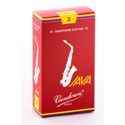 Vandoren SR262R Filed-Red Cut Alto Sax 2.0 Strength Java Red Saxophone Reeds Box of 10 image 1