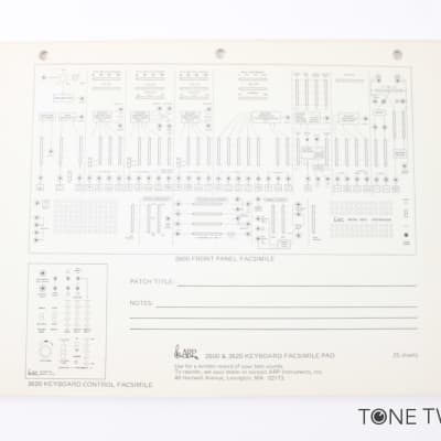 ARP 2600 3620 Keyboard Facsimile Pad 23 Blank Patch Sheets VINTAGE SYNTH DEALER