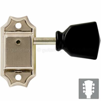 NEW Gotoh SD90-SLB Tuners Tuning Vintage Keys Set L3+R3 Black Buttons 3x3 NICKEL image 1