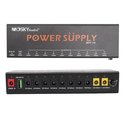 Mosky MPT-10 Guitar Effect Pedal Power Supply 10 Isolated DC Outputs/ 5V USB Out image 3