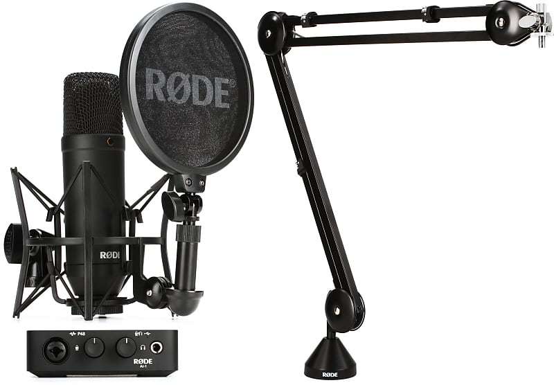 Rode NT1-A Recording Microphone Package with PreSonus AudioBox USB,  Sennheiser Headphones, & Stand