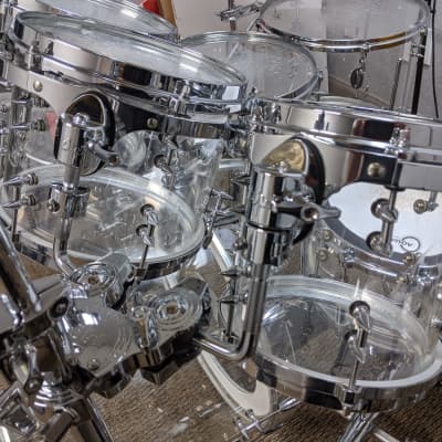 7 pc. Custom Cast Acrylic Shell Drum Set Custom 2018 - Clear image 3