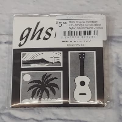GHS Original Hawaiian Lili'u Strings Six Set Black Nylon SilverWound Ukulele Strings image 1