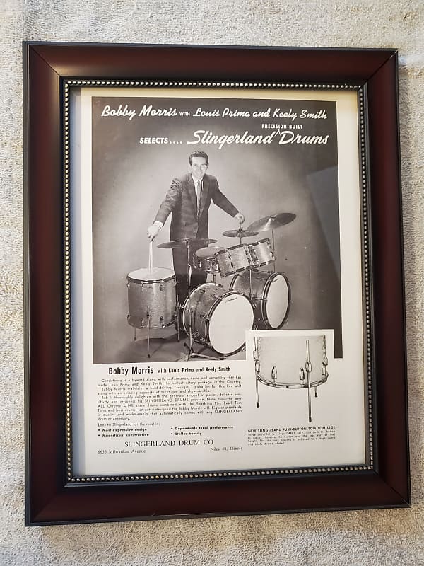 1962 Slingerland Drums Promotional Ad Framed Bobby Morris Original image 1