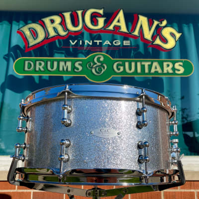 C&C Drum Company 6.5x14 Steel Snare Drum Silver Sparkle *Video Demo* image 4