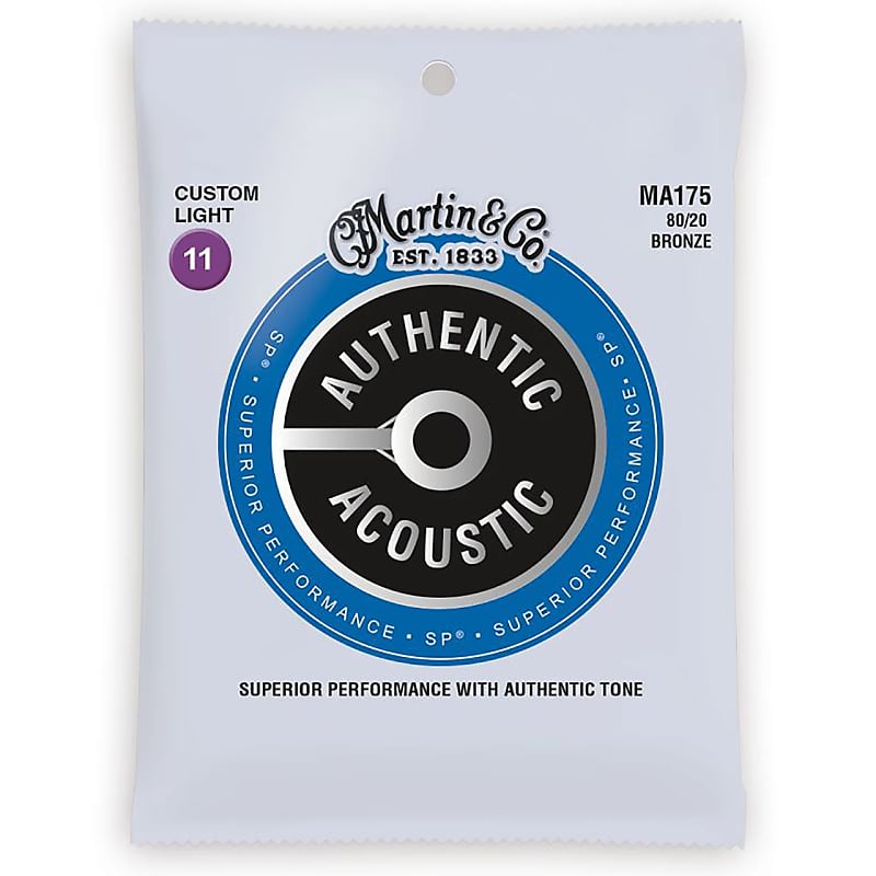 New Martin MA175 Authentic Acoustic SP 80/20 Bronze Acoustic Guitar Strings, Custom Light image 1