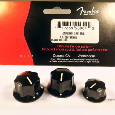Genuine Fender Black Jazz/J Bass Replacement Skirted Control Knobs - Set of 3 image 1