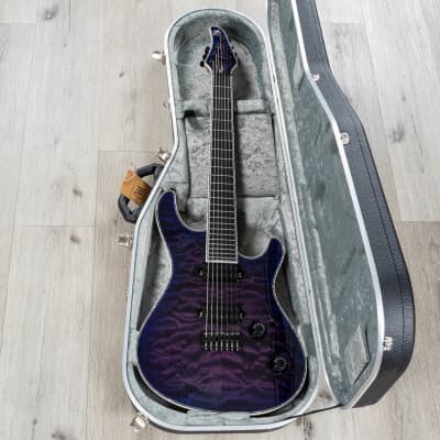 Mayones Regius 7 7-String Guitar, 4A Quilted Maple Top, Transparent Dirty Purple Blue Burst Gloss image 11