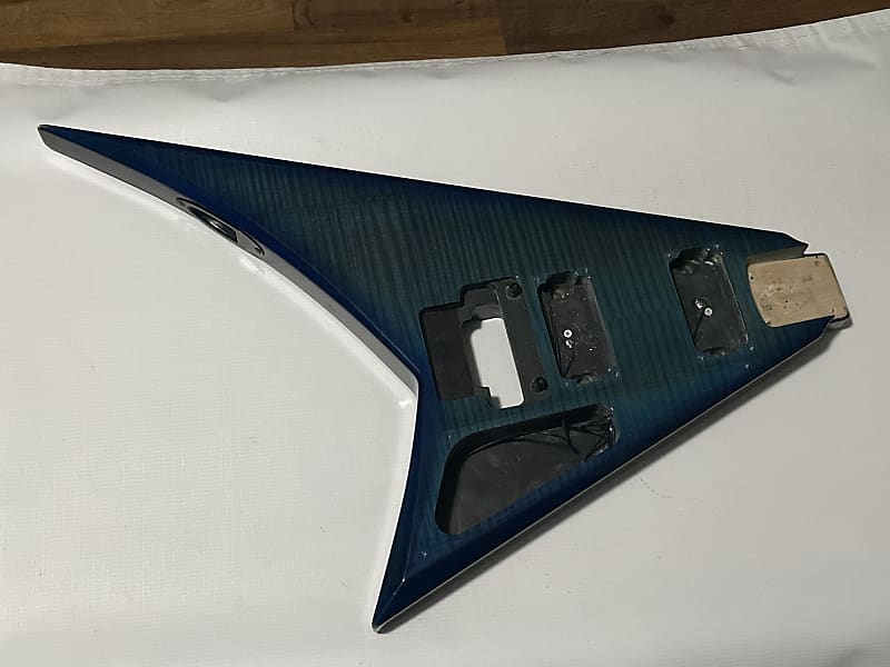 2006 MIJ Jackson RR3 RR Rhoads V Blue Flame Guitar Body Floyd Tremolo Ready image 1