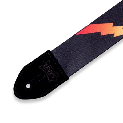 Levy's MPRB2 2" Printed Polyester Guitar Strap Red Rainbolt On Black image 3